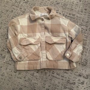 Zara Kids Plaid Jacket in Beige and White